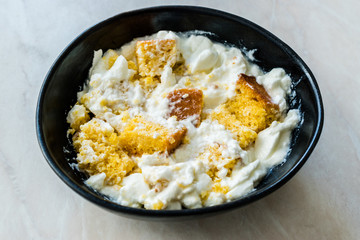 Traditional Black Sea Food Corn Bread with Yogurt / Yogurt Dogramasi