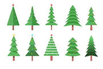 set of christmas trees