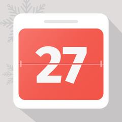 Calendar icon. Calendar Date with snowflakes. Number 27. Time management.