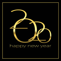 2020 Happy new year stylish graphic design. Happy new year 2020 black.