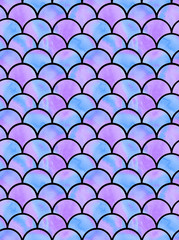 watercolor lilac scales of mermaid. seamless pattern