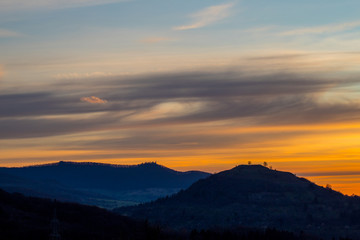 Sonnenuntergang über der Burg Teck