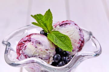 ice cream balls with fresh berries