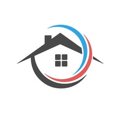Circle arrow Home Air circulationt logo concept design. Symbol graphic template element vector