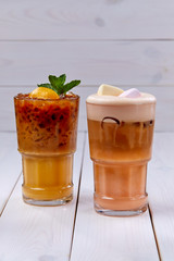 summer cocktail on the wooden background