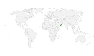 Fototapeta na wymiar Oman map highlighted on world map vector illustration graphics design.