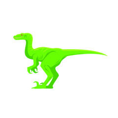 Obraz na płótnie Canvas Flat cartoon dinosaur raptor, vector illustration isolated on white background, angry dino