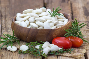 white beans, tomatoes and herbs