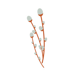 Vector flat cartoon seals on willow, vecotr illustration isolated on white background