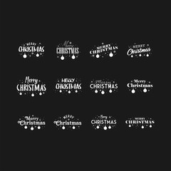 Merry Christmas, typography lettering badge emblems collection. Vector Xmas design for postcard, invitation, greeting card.