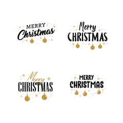 Merry Christmas, typography lettering badge emblems collection. Vector Xmas design for postcard, invitation, greeting card.