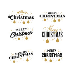 Merry Christmas, typography lettering badge emblems collection. Vector Xmas design for postcard, invitation, greeting card.