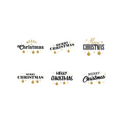 Merry Christmas, typography lettering badge emblems collection. Vector Xmas design for postcard, invitation, greeting card.