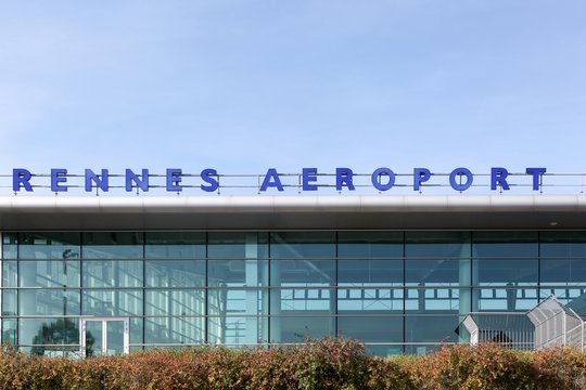 Rennes, France - October 30, 2016: Rennes Saint-Jacques Airport is a minor international airport about 6 kilometres southwest of Rennes, Ille-et-Vilaine, in the region of Brittany, France
