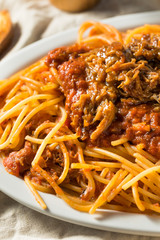 Homemade Pulled Pork Barbecue Spaghetti