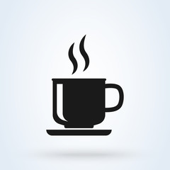 cup of coffee with smoke. Simple vector modern icon design illustration.