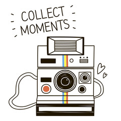 Vector illustration with cute retro photo camera