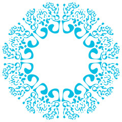 winter circular vector ornament in blue