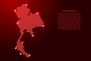 Thailand map from 3D red cubes isometric abstract concept, square pattern, angular geometric shape, for banner, poster. Vector illustration.