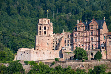 Fototapeta na wymiar The city Heidelberg Landscape of the city . Heidelberg Castle is a ruin in Germany and landmark of Heidelberg.
