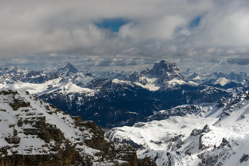 View from Sass Pordoi in the Upper Part of Val di Fassa