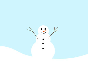 Cartoon drawing of a snowman, vector illustration