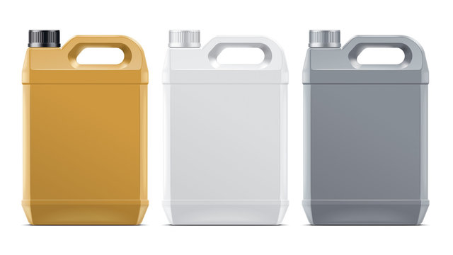 A set of Jerricans. Version of Plastic Gold, White, Silver colors.