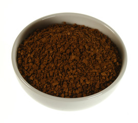 Instant coffee in white bowl