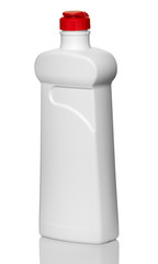 white plastic bottle with red cover isolated on white background
