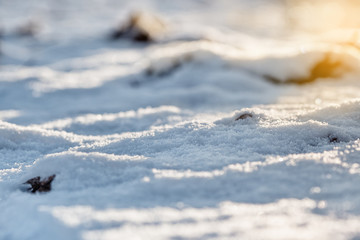 Fototapeta premium Abstract winter background with sunlight on snow.