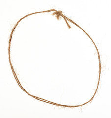 frame made of jute rope isolated on white background