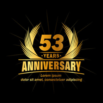 53 years logo design template. Anniversary vector and illustration template. 