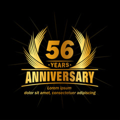 56 years logo design template. Anniversary vector and illustration template. 