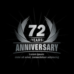 72 years logo design template. Anniversary vector and illustration template. 