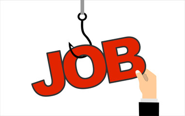 Job on a hook. Illustration in flat style.