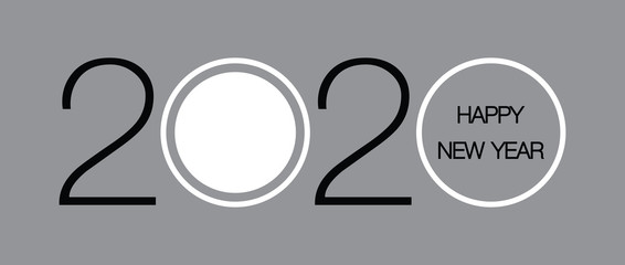 Flat calendar year 2020 icon. Happy New year. Happy New Year 2020. Tear-off calendar icon in flat style on gray background. Vector illustration.