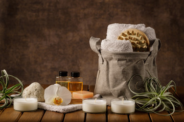 Spa and wellness. Set for bath, anti cellulite massage and relaxation