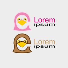 Fototapeta premium Laconic geometric logo, the head of the penguin in the style of flat