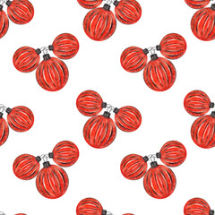 Watercolor seamless pattern Festive composition with the image of poinsettia