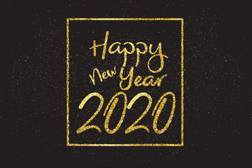 Fototapeta na wymiar Glittery Happy New Year 2020 Vector 