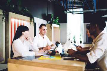 Creative diverse business team discussing new idea