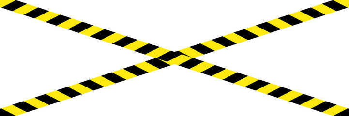 cross black and yellow controlled area tape on white