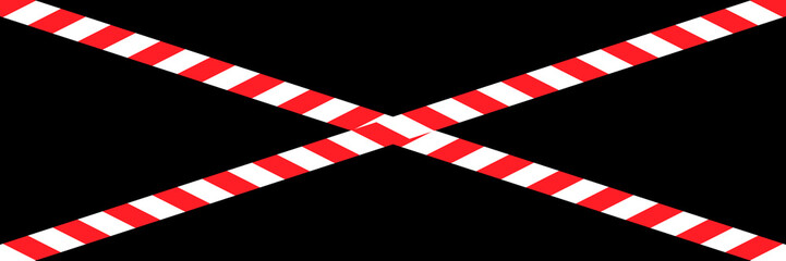 cross red and white controlled area tape on black