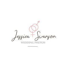 Fototapeta na wymiar Logo template with male/female signs. Premade logotypes for wedding and dates. Vector logo design