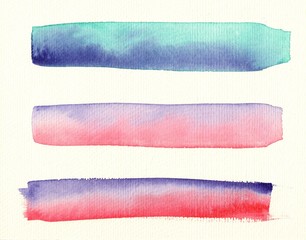 Abstract colorful brushstrokes as background with flowing lines drawn by watercolor paints. Great basic of print, badge, party, gift card