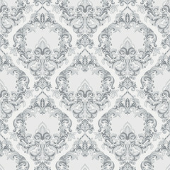 Vector damask seamless pattern background. Classical luxury old fashioned damask ornament, royal victorian seamless texture for wallpapers, textile, wrapping. Exquisite floral baroque template.