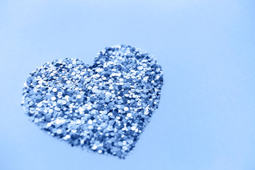 Valentine hearts on blue color background. Valentine's day concept. Confetti hearts. For your text....