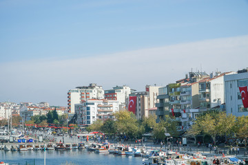 Fototapeta na wymiar General view of Canakkale city in Turkey. Canakkale is a popular tourist attraction in Turkey. Travel and Vacation concept.