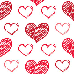 Vector illustration of sketched red heart pattern for Valentine's Day