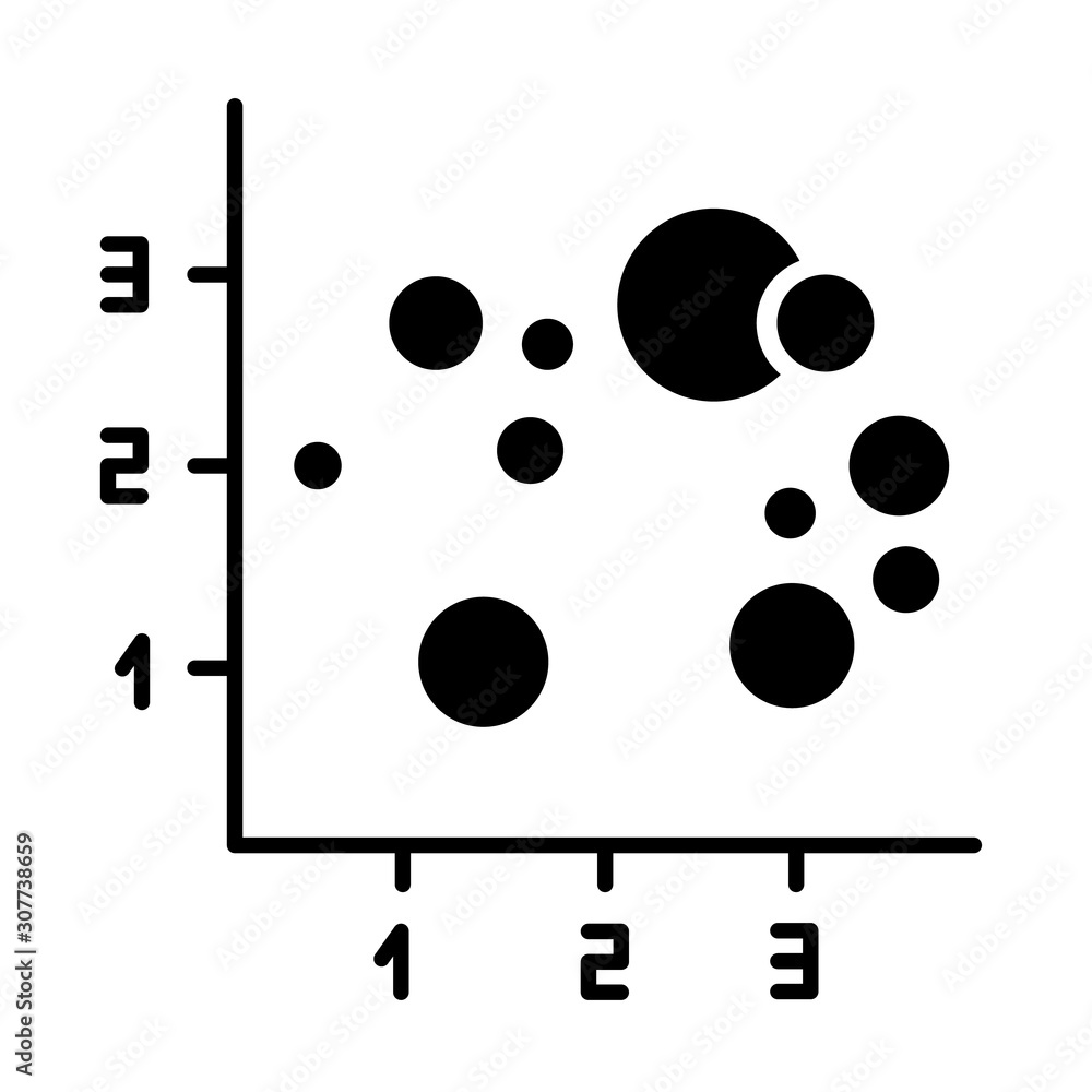 Poster bubble chart glyph icon. scatter graph. information integration presentation. segments interaction v